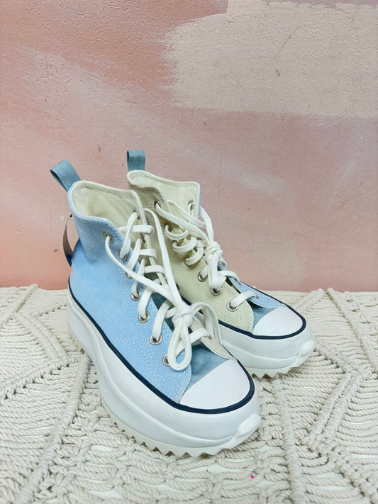 Converse Ecru and Blue Lug Sole Hi Top Sneaker