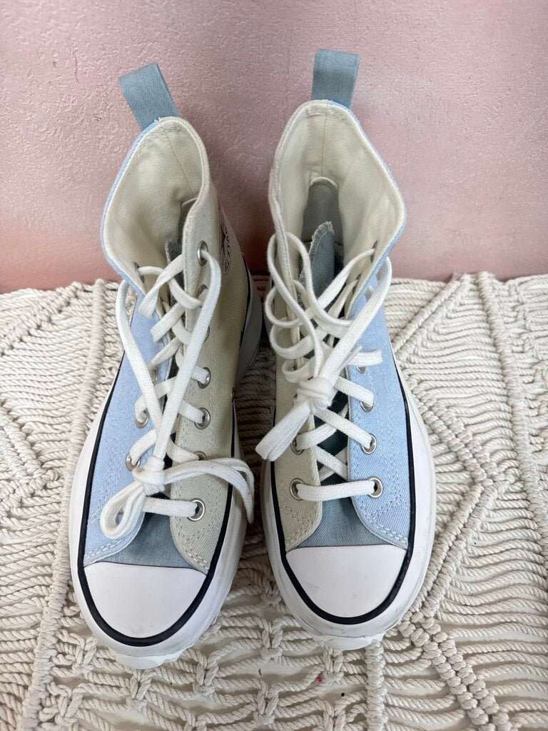 Converse Ecru and Blue Lug Sole Hi Top Sneaker