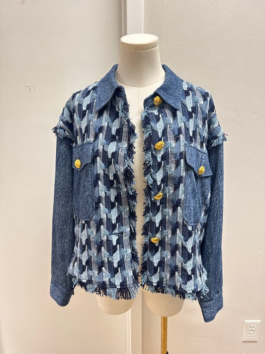Ramy Brook Blue Denim and Yarn Jacket
