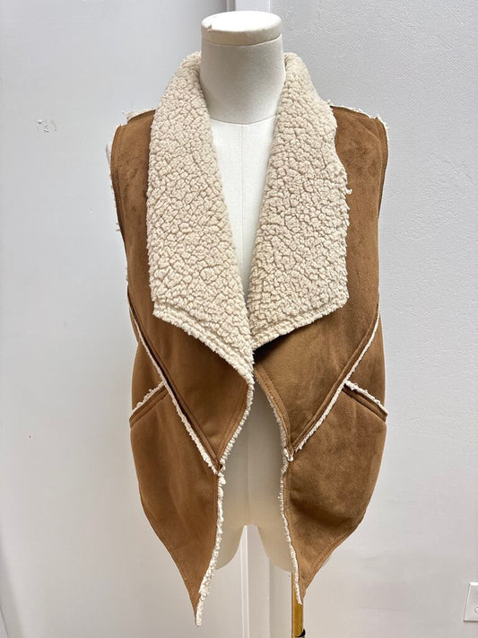 Sanctuary Brown Faux Shearling Vest