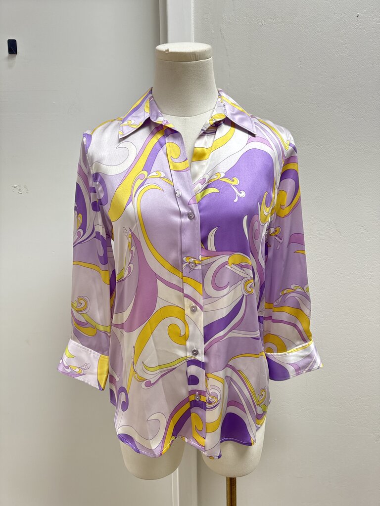 L'Agence Purple Paisley Silk Blouse NWT