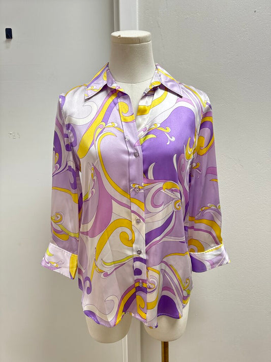 L'Agence Purple Paisley Silk Blouse NWT