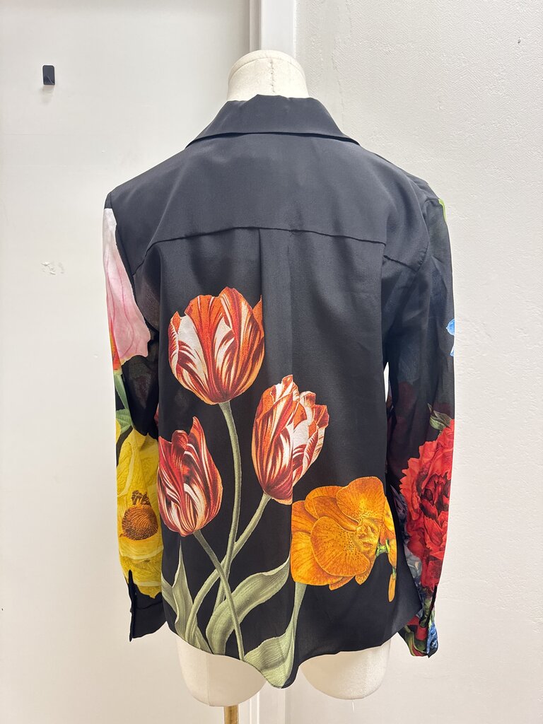 Alice + Olivia Black Floral Blouse NWT