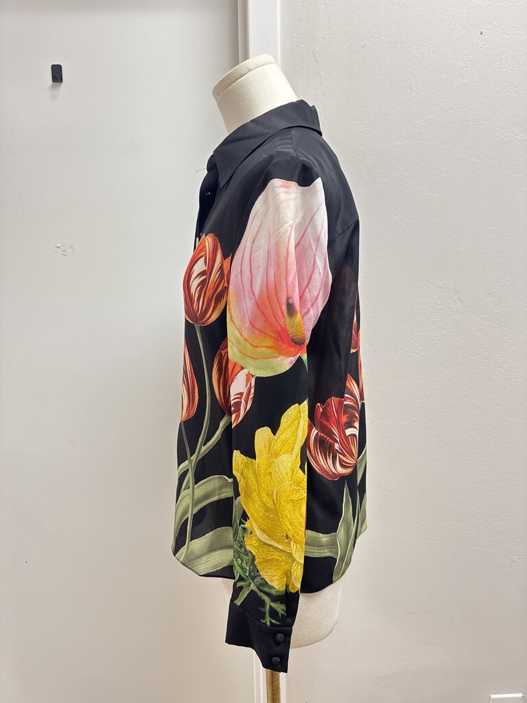 Alice + Olivia Black Floral Blouse NWT