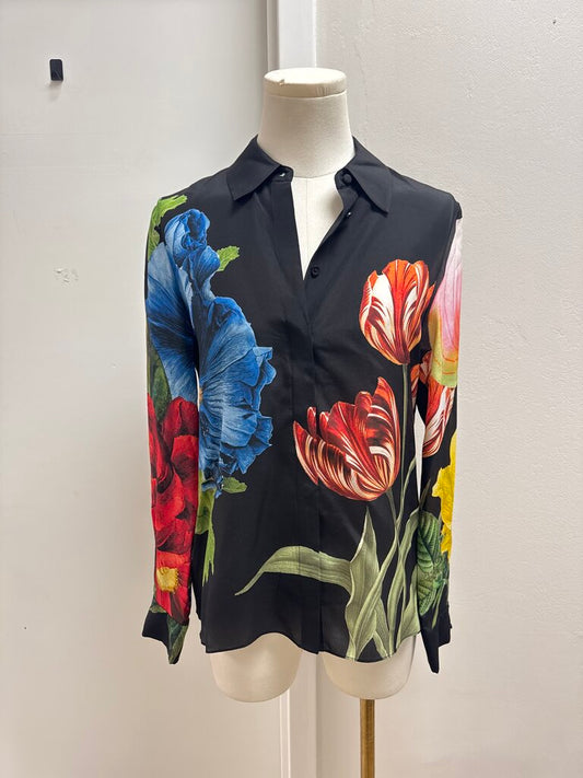 Alice + Olivia Black Floral Blouse NWT