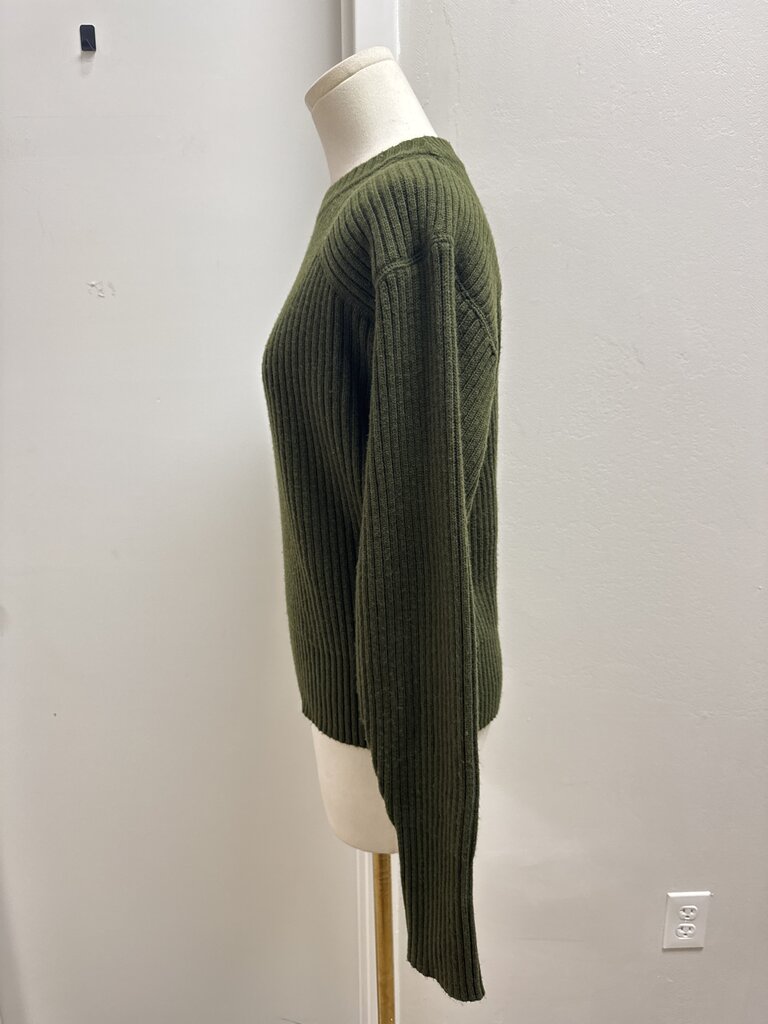 Anine Bing Olive Ribbed Sweater NWT