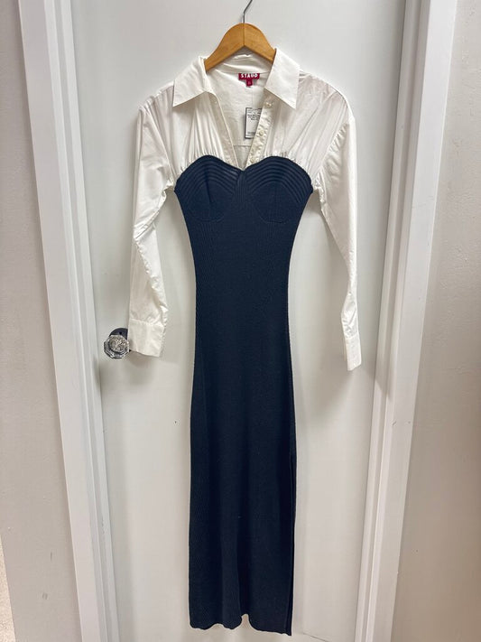 Staud Black Knit Shirt Dress