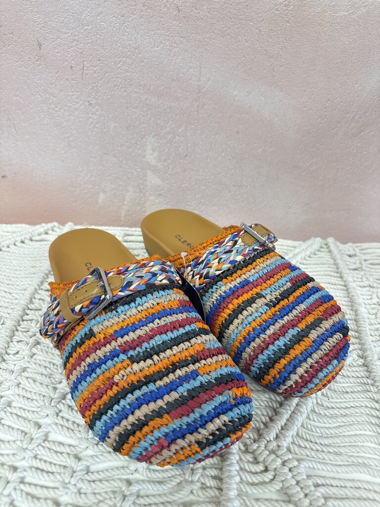Clergerie Orange Multi Raffia Clog