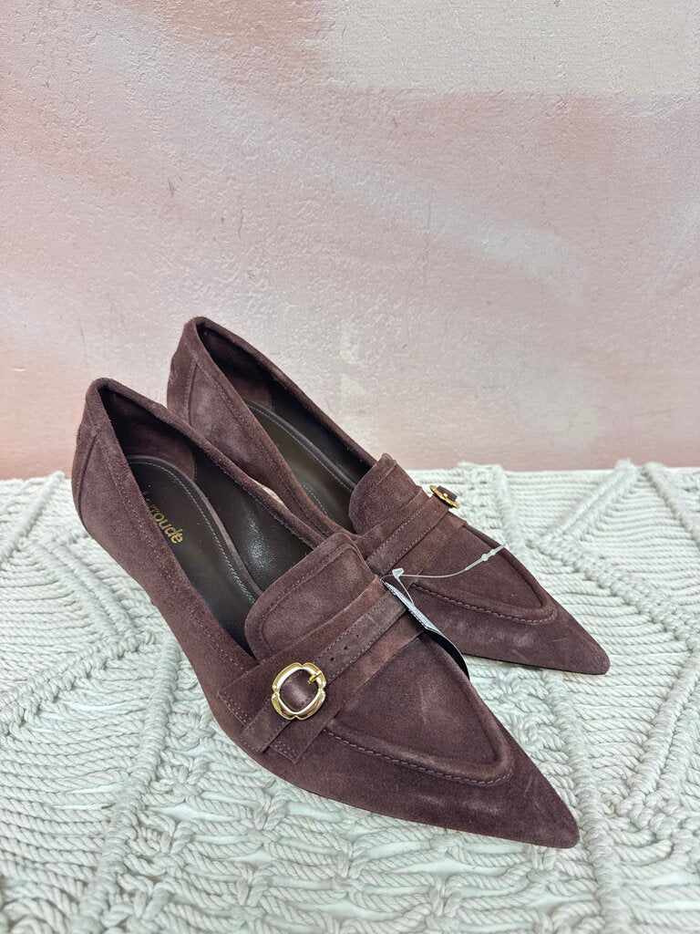 Larroude Brown Suede Kitten Heel