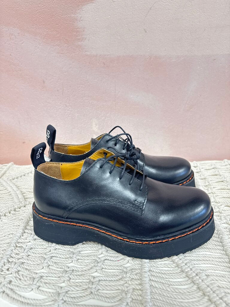 R13 Black Lug Sole Lace Up Oxford