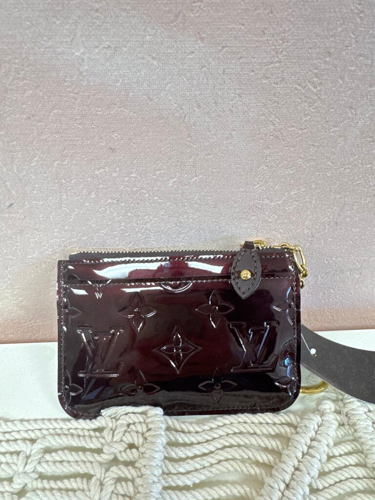 Louis Vuitton Maroon Vernis Card Holder w/Dustbag