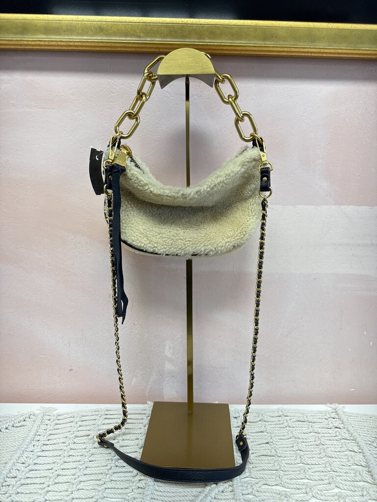 Aimee Kestenberg Cream Faux Shearling Bum Bag