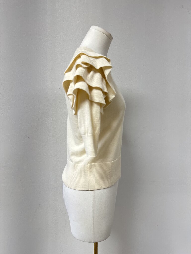 Veronica Beard Ivory Ruffle Sweater