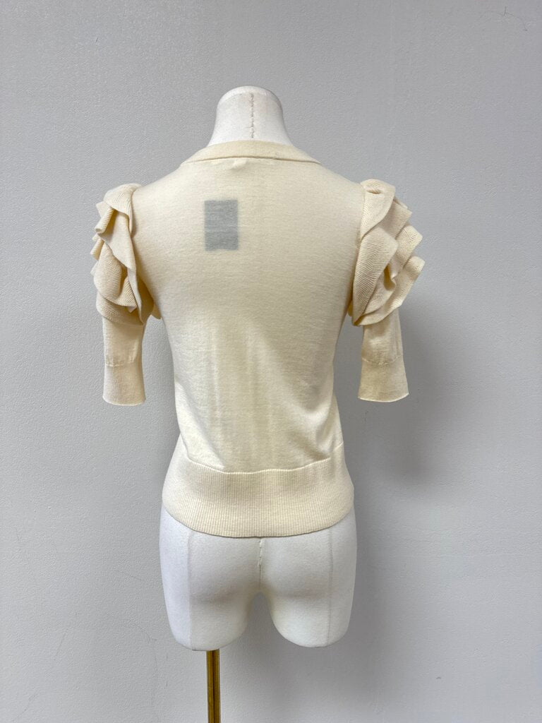 Veronica Beard Ivory Ruffle Sweater