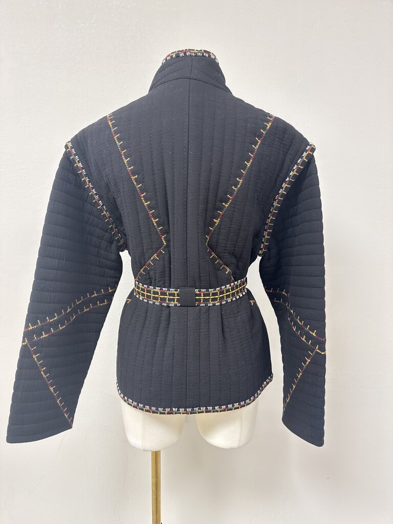 ba&sh Black Embroidered Quilted Jacket