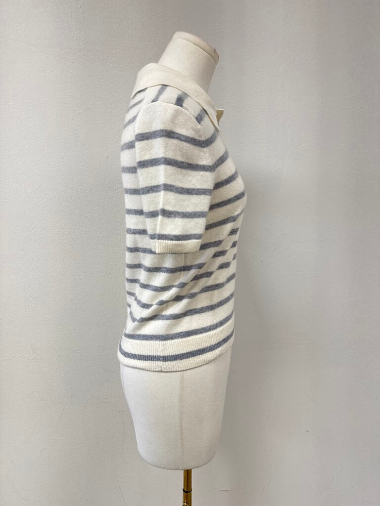 Veronica Beard Ecru and Grey Polo