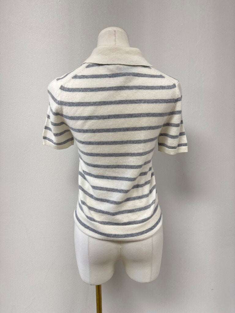Veronica Beard Ecru and Grey Polo