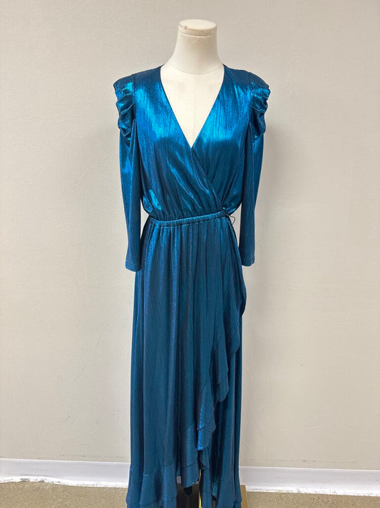Retrofete Metallic Blue Wrap Gown