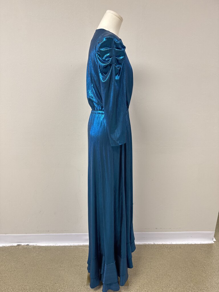 Retrofete Metallic Blue Wrap Gown
