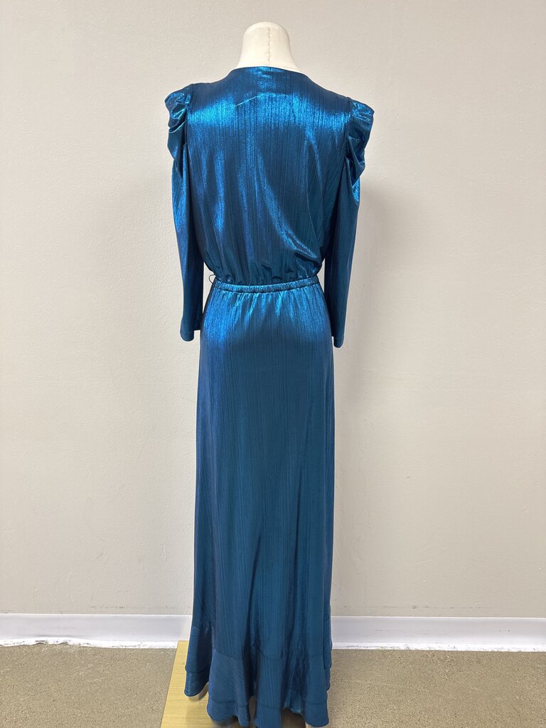 Retrofete Metallic Blue Wrap Gown