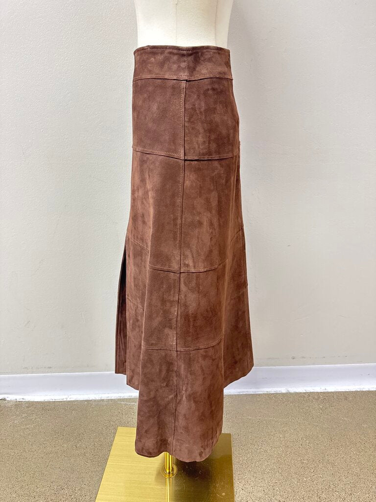 Tanya Taylor Brown Suede Maxi Skirt