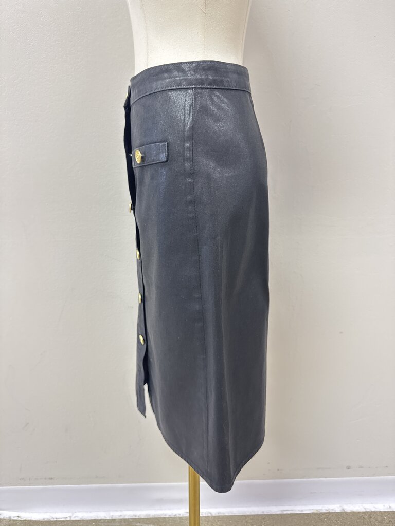 L'Agence Black Coated Midi Skirt NWT