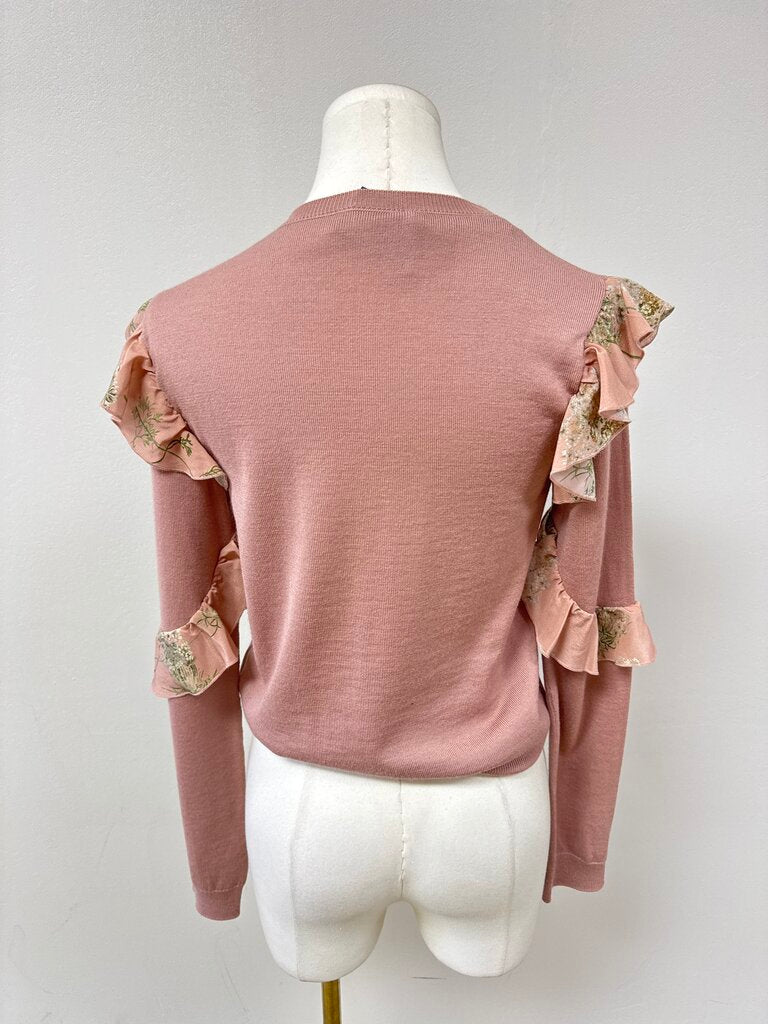 Red Valentino Dusty Rose Ruffle Detail Sweater NWT