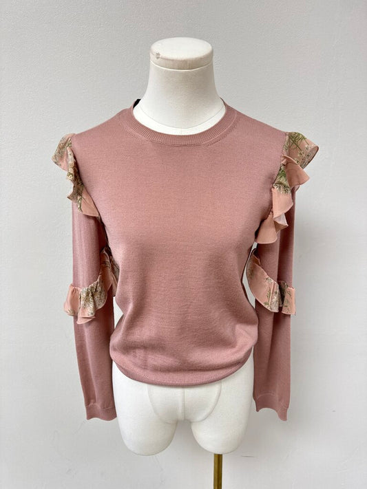 Red Valentino Dusty Rose Ruffle Detail Sweater NWT