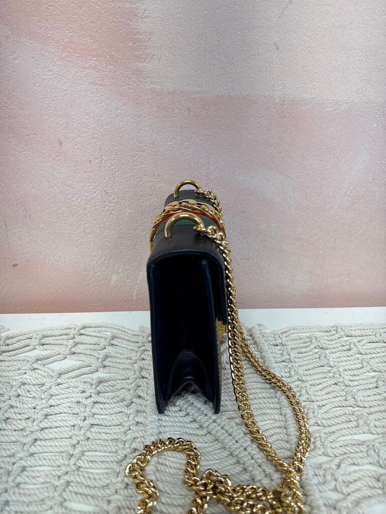 Gucci Black Calfskin Mini Sylvie Chain Strap Shoulder Bag w/Dustbag