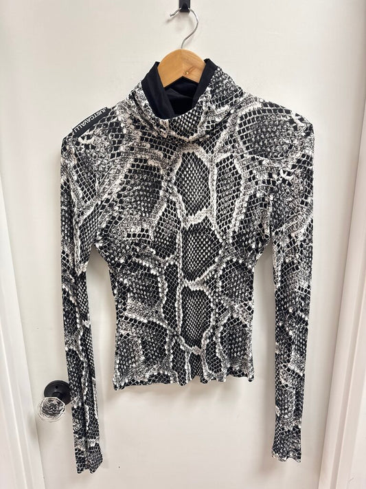 Just Cavali Black and White Snake Print Turtleneck