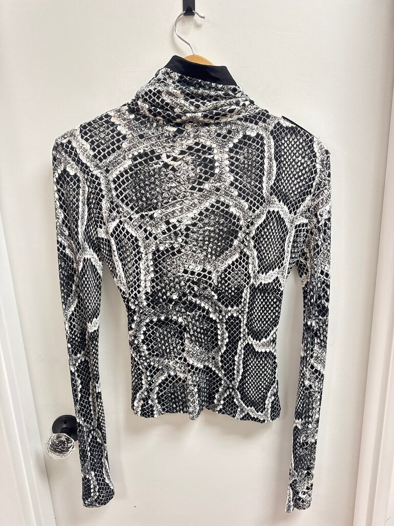Just Cavali Black and White Snake Print Turtleneck