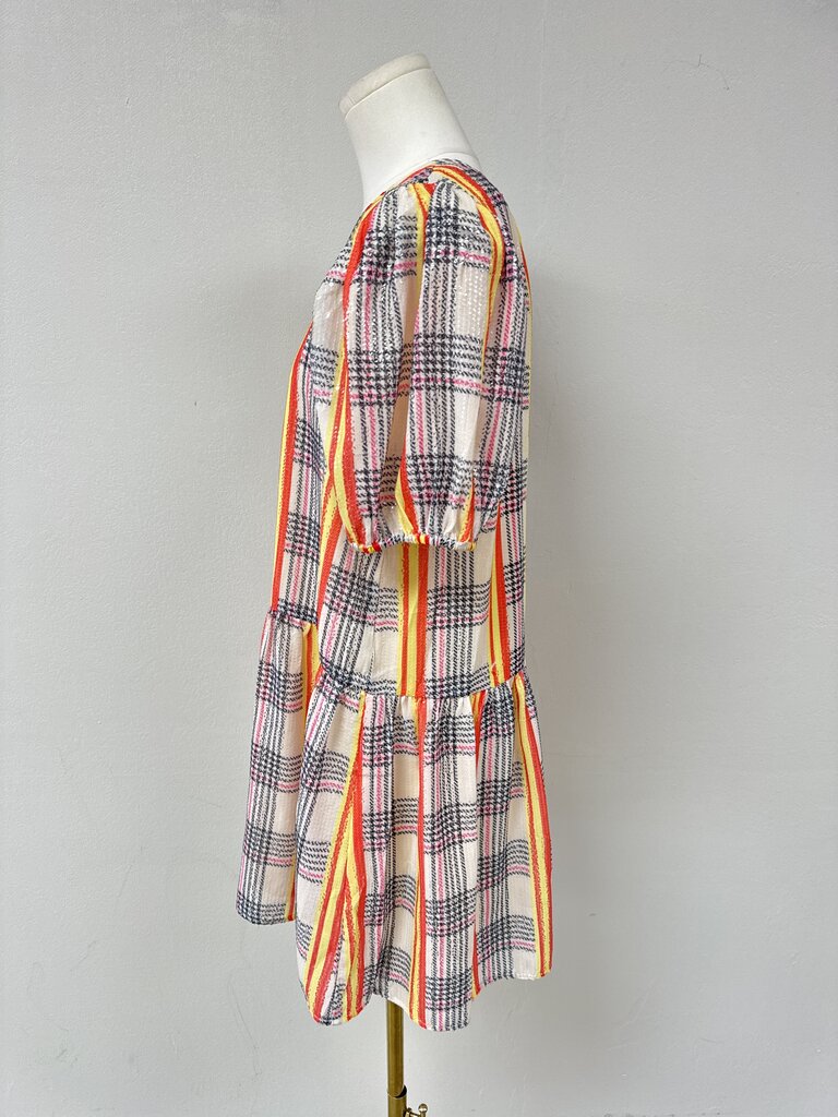 English Factory Ivory Plaid Sequin Dress NWT