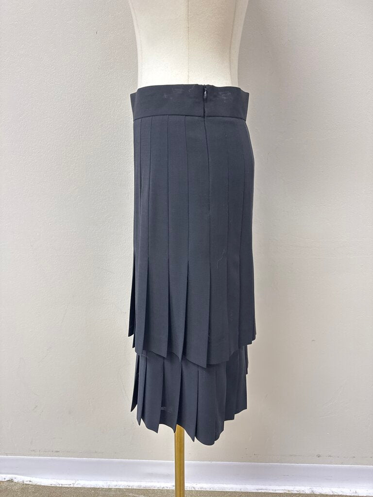 Akris Black Pleated Midi Skirt