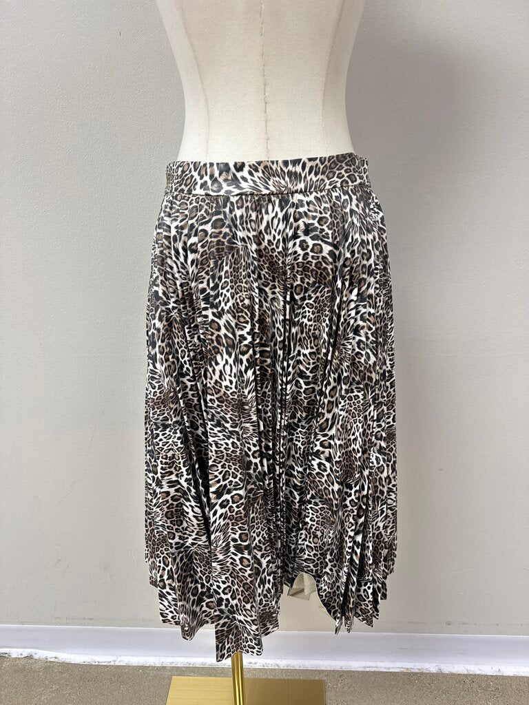 Gracia Taupe Animal Print Pleated Poly Skirt