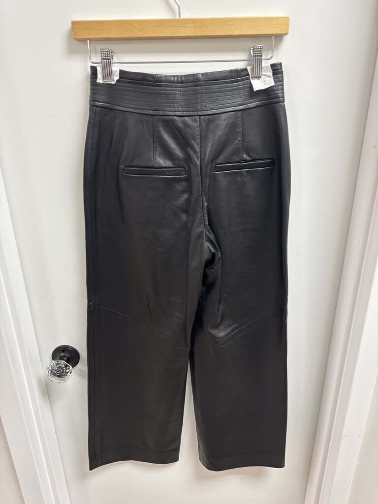 Veronica Beard Black Faux Leather Wide Leg Pant
