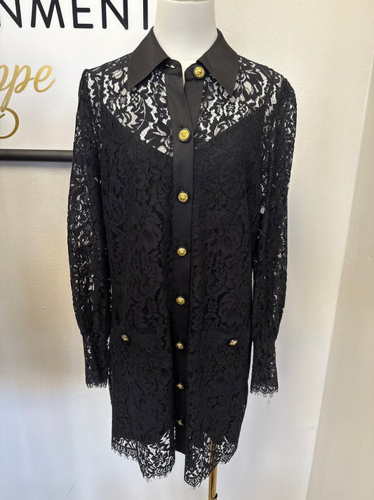 L'Agence Black Lace Shirt Dress