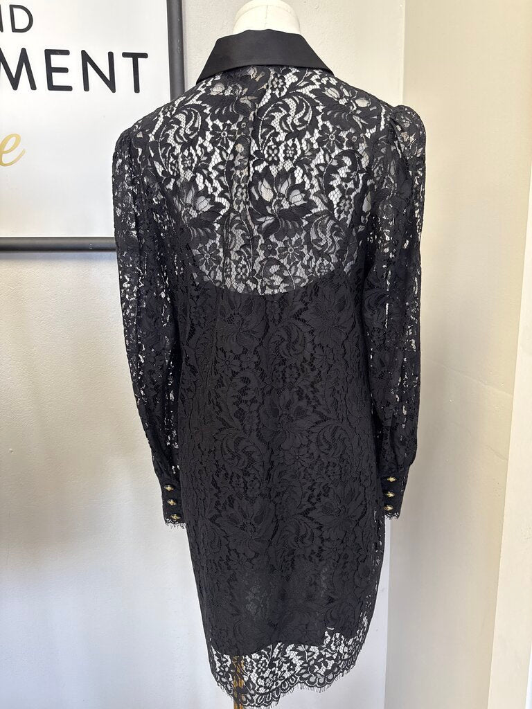 L'Agence Black Lace Shirt Dress