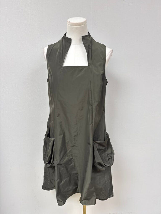 Sun Kim Brown Pocket Hi Low Dress
