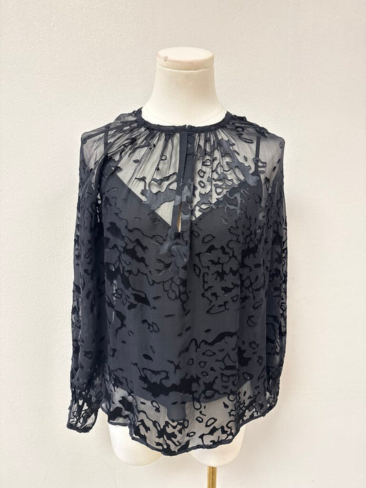 rag & bone Black Burnout Blouse NWT