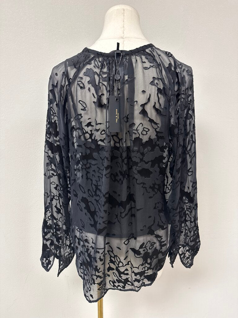 rag & bone Black Burnout Blouse NWT