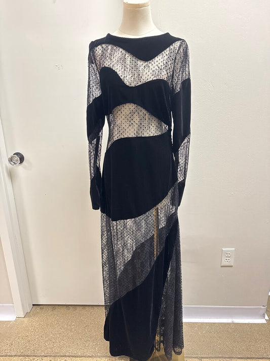 For Love & Lemons Black Lace and Velvet Dress NWT