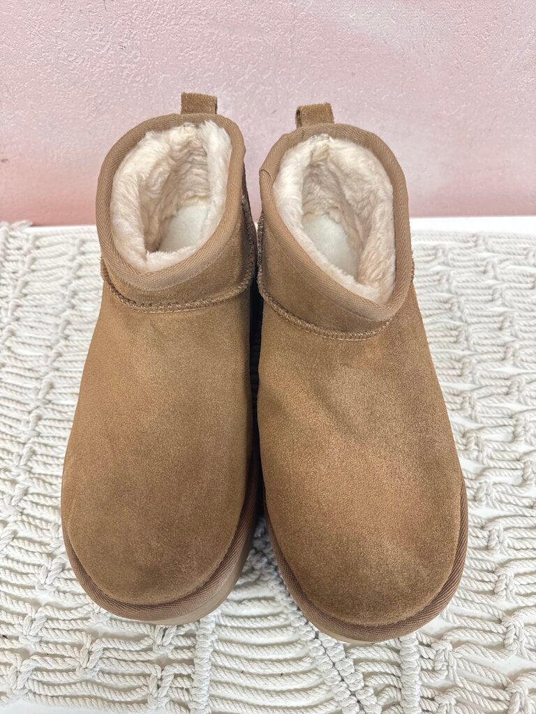 Ugg Tan Platform Shearling Bootie
