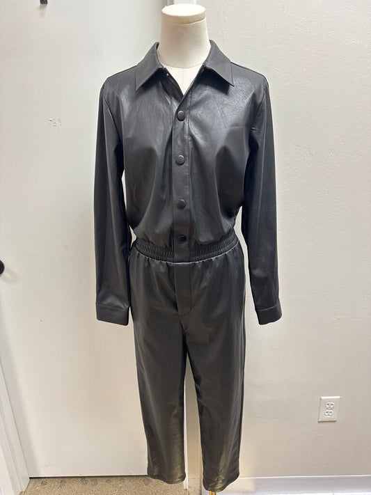 Philanthropy Black Faux Leather Jumpsuit