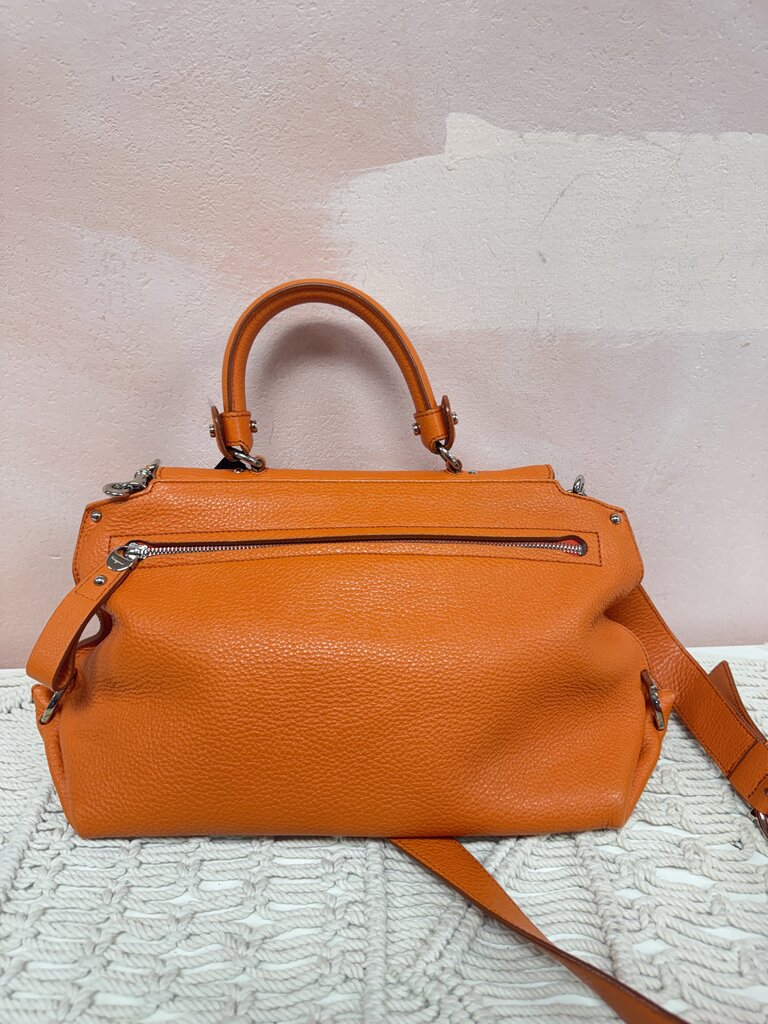 Ferragamo Orange Leather Gancino Satchel
