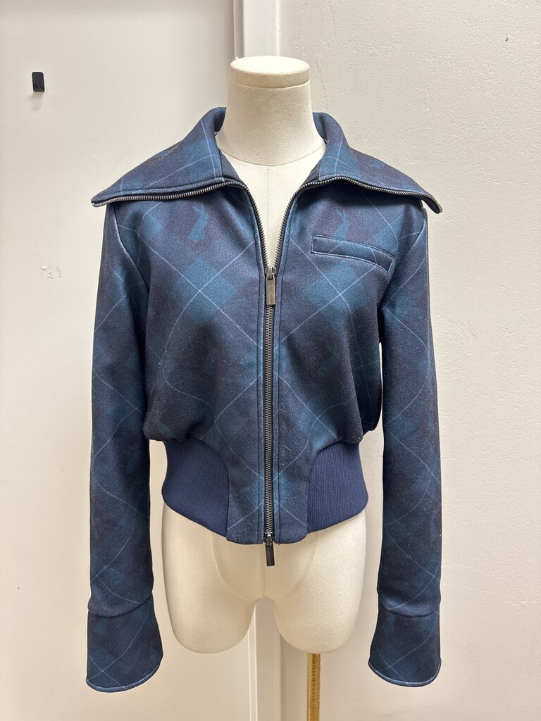 Maeve Blue Plaid Cropped Jacket