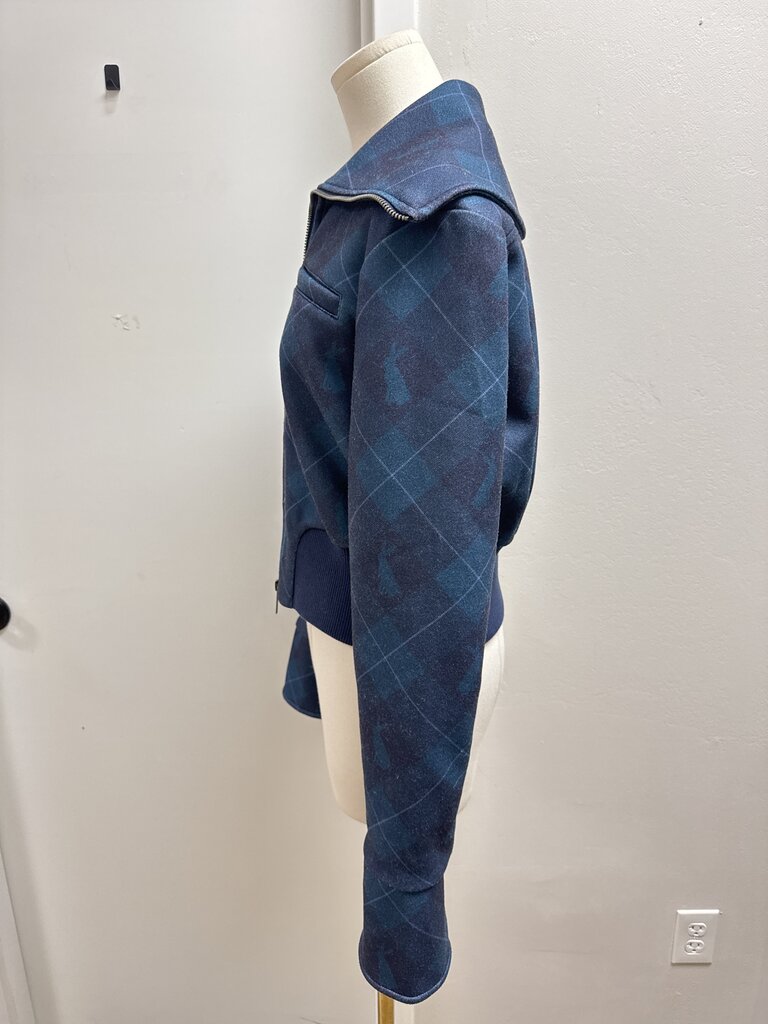 Maeve Blue Plaid Cropped Jacket
