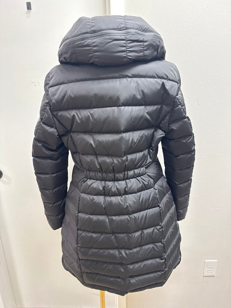 Moncler Black Flammette Fitted Quilted Puffer Jacket w/Stowable Hood