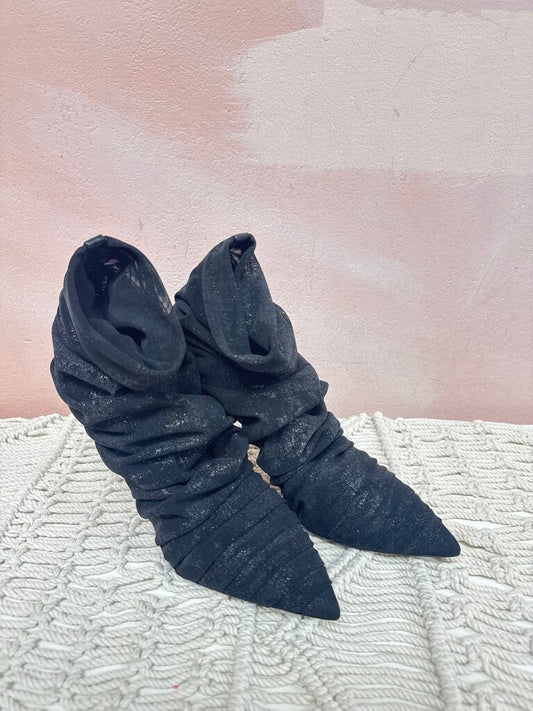 Alevi Black Ruched D'Orsay Bootie