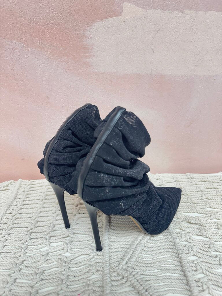 Alevi Black Ruched D'Orsay Bootie