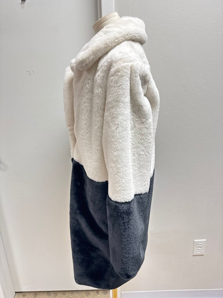 Moonflower Black and White Faux Fur Overcoat